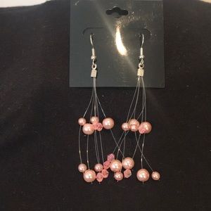 Pink beaded earrings